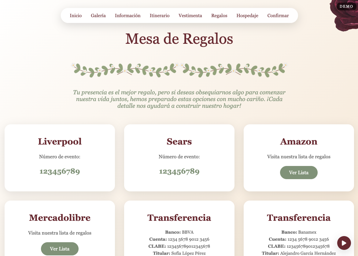 Código de Vestimenta y Mesa de Regalos
