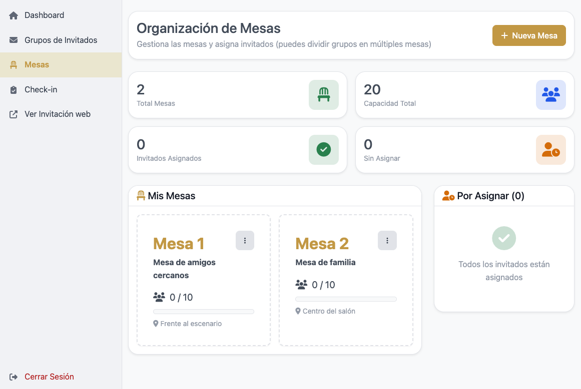 Gestión de Grupos y Asignación de Mesas
