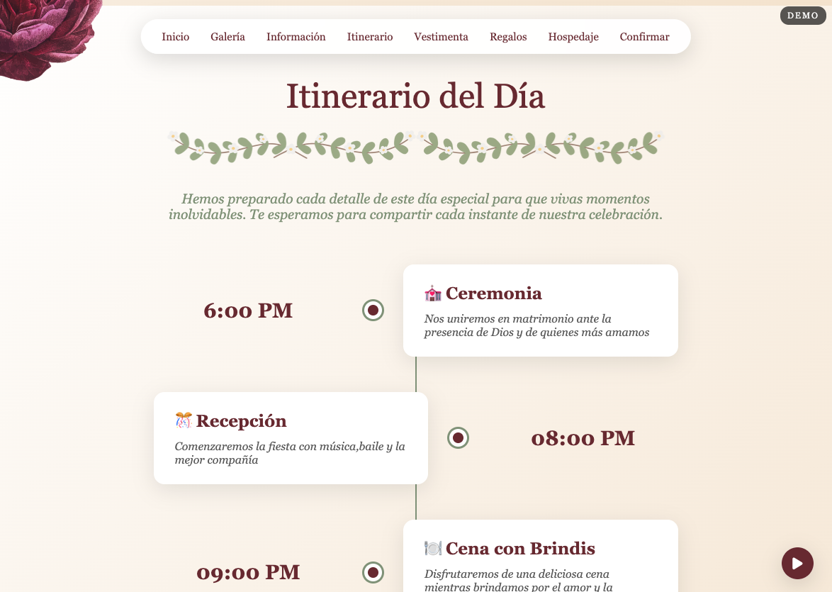 Detalles e Itinerario del Evento